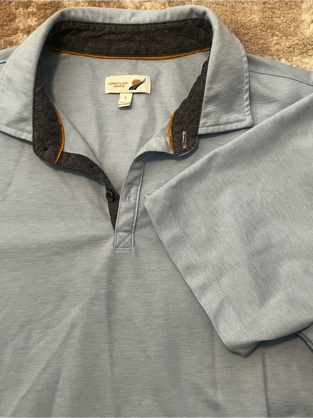 Fundamental Coast Mens Large Blue Short Sleeve Luxe Stretch Polo Shirt